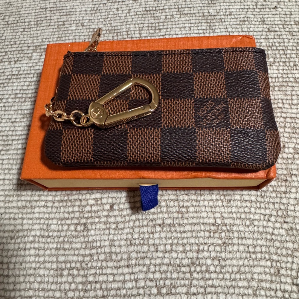 Louis Vuitton Brown Damier Canvas Key Pouch with Gold Hardware